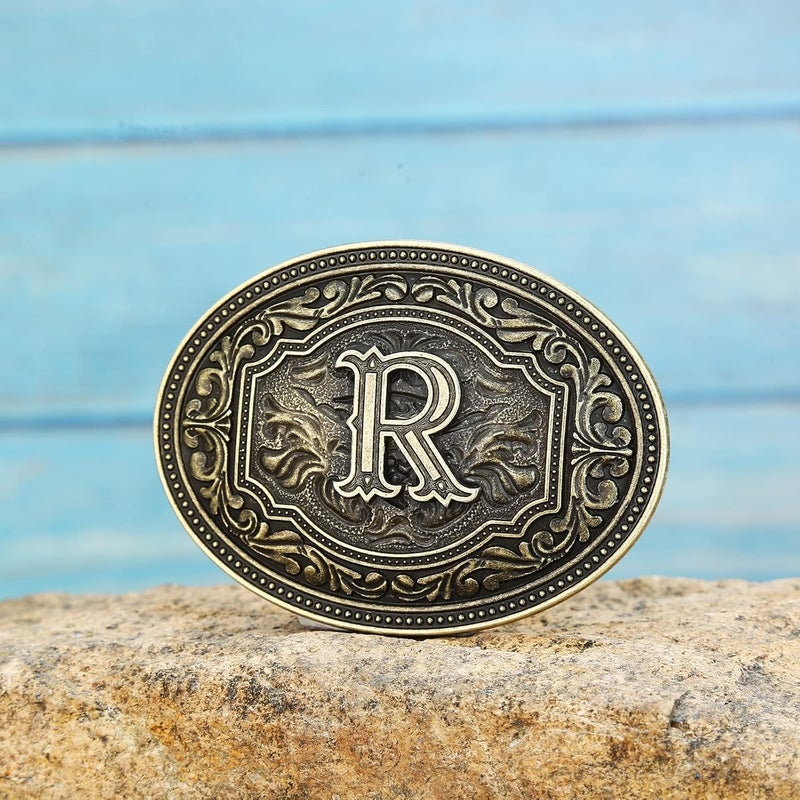 Fibbadet Store Belt Buckles Men Initial Letters A-Z Western Rodeo Cowboy Cowgirl Belt Buckle for Men Boys Halloween Birthday Party - Image 3